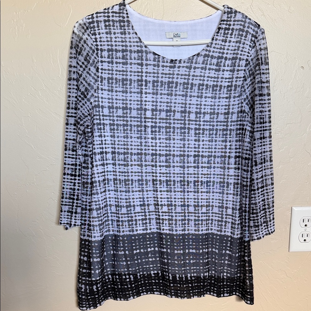 Croft & Barrow Black and White Checkered Blouse
